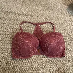 NWOT Cacique 42F Lace Floral T-Strap Back Front Closure Underwire Push Up Bra